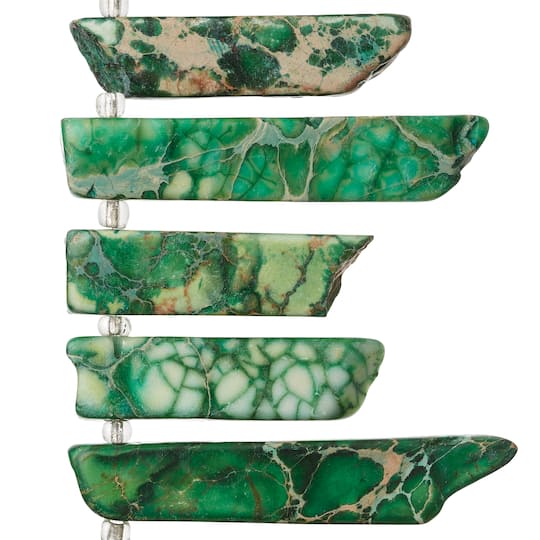12 Pack: Green Dyed Imperial Jasper Stick Beads by Bead Landing™